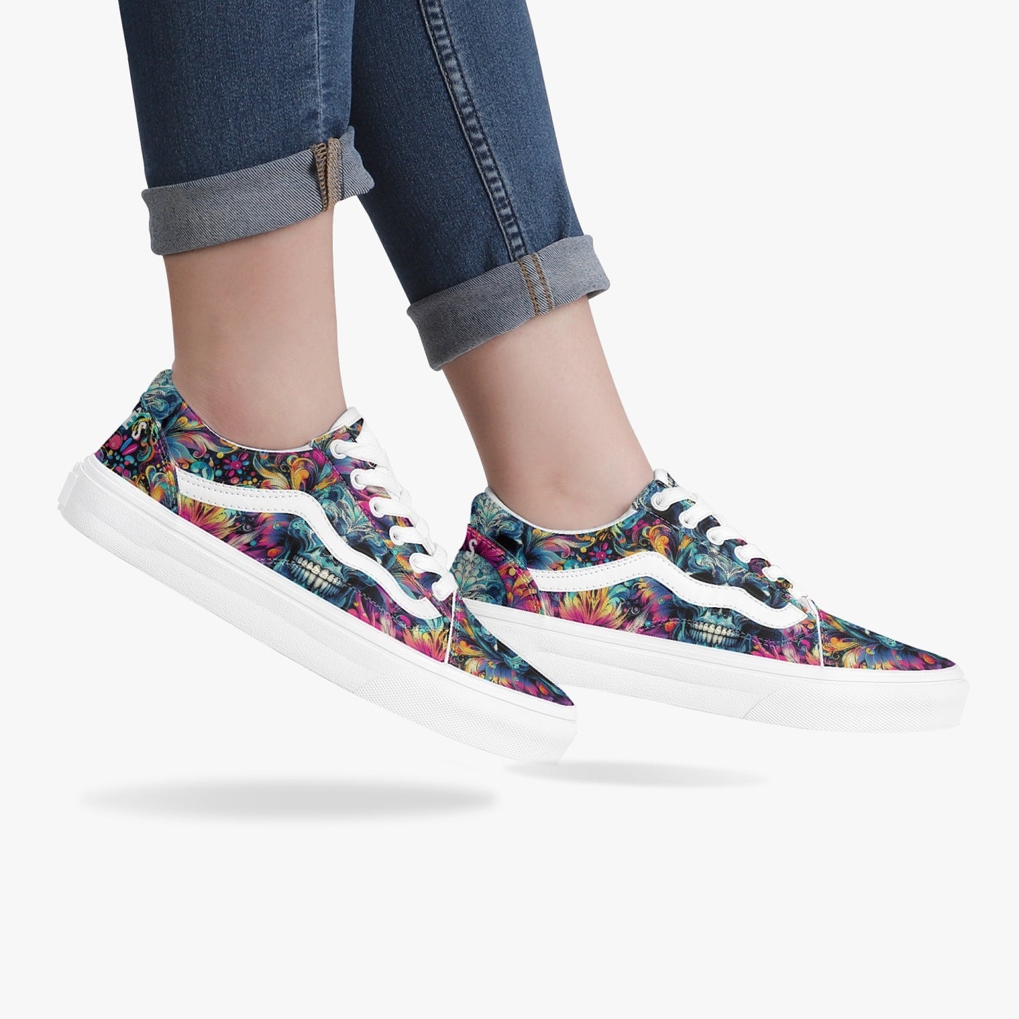 Sneakers Unisex Trendy Low-Top Skull - Pardalês_Free Lifestyle