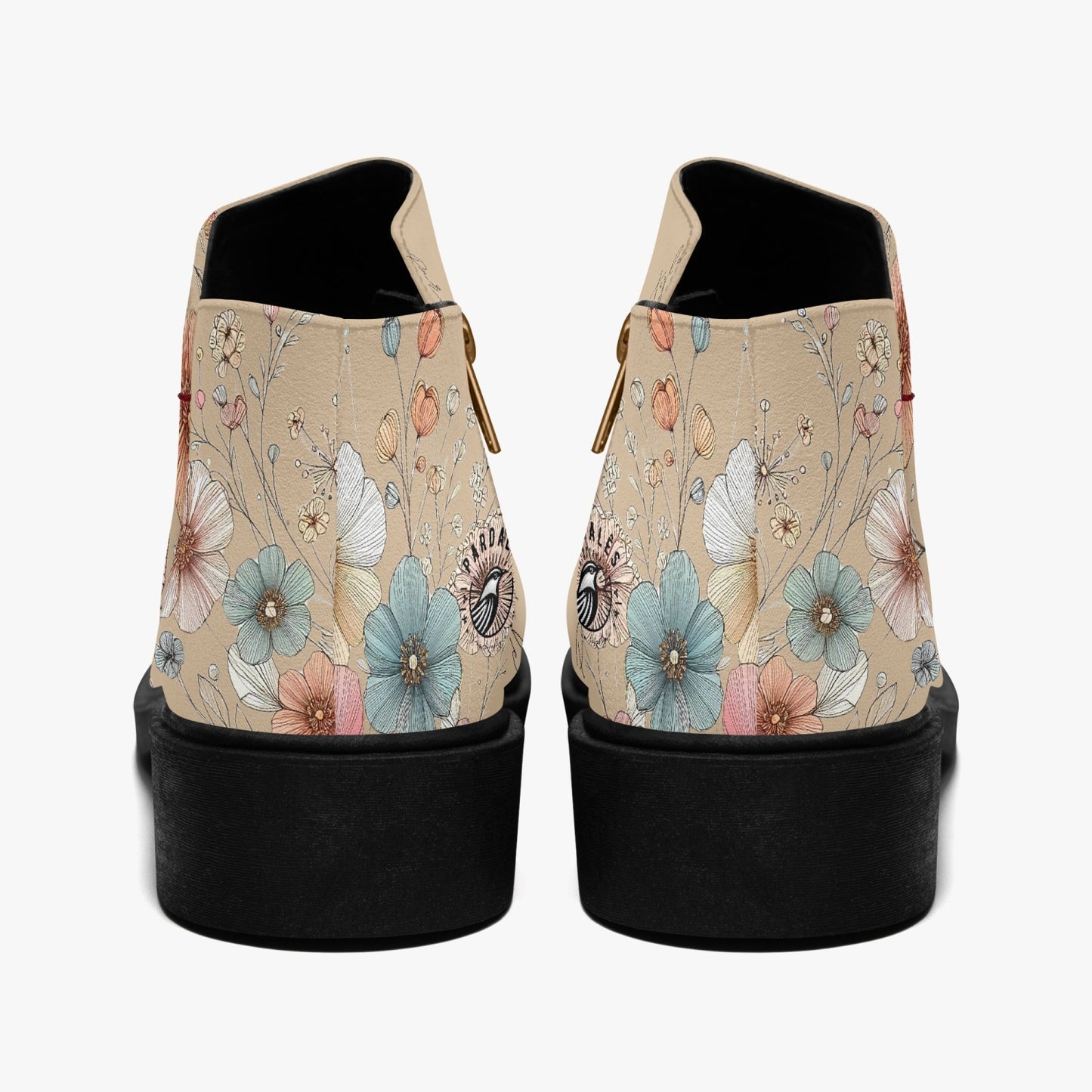 Boots Female Zipper Flowers - Pardalês_Free Lifestyle