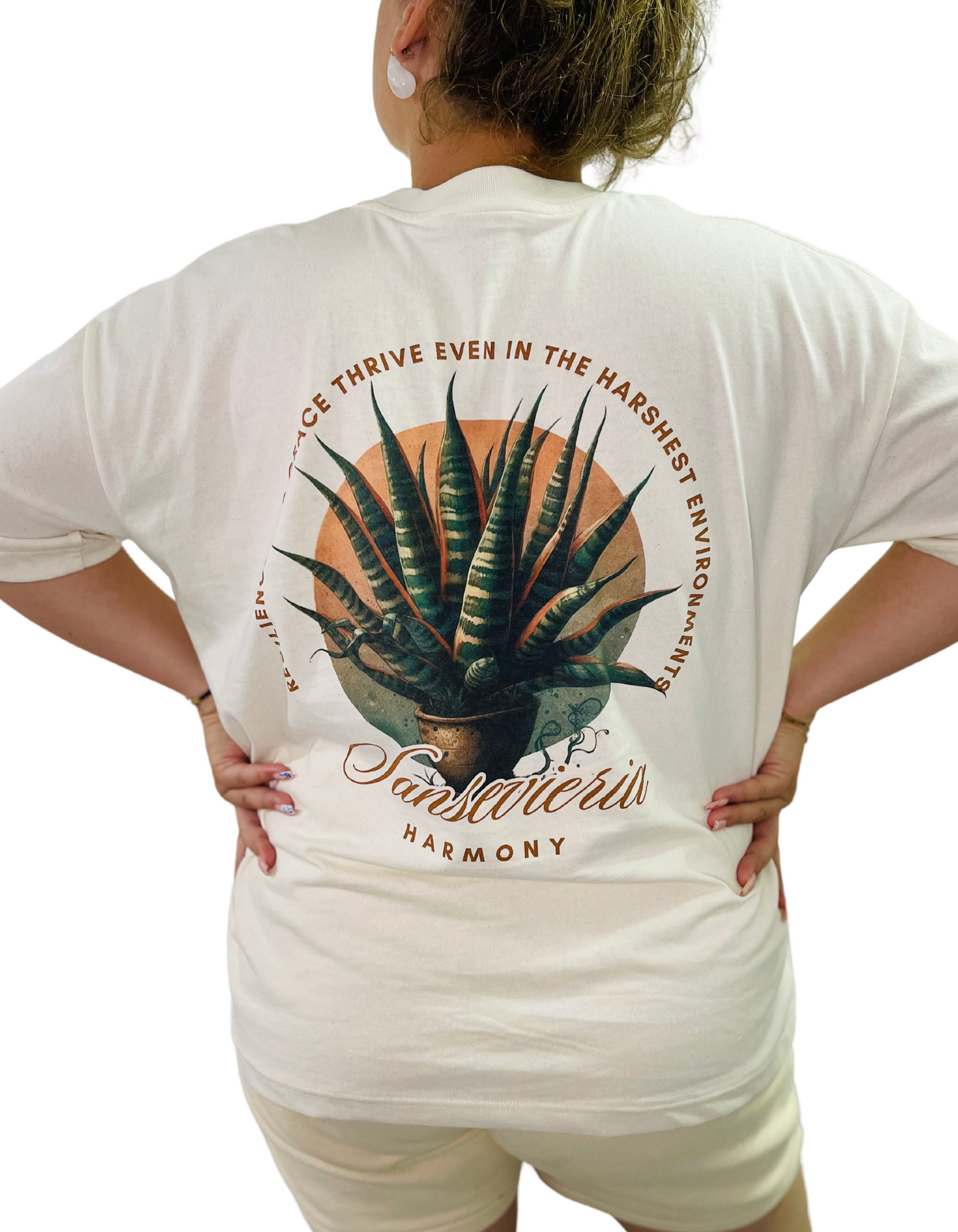 T-shirt Unisex Oversize Sansevieria Plant Pardalês_Free Lifestyle