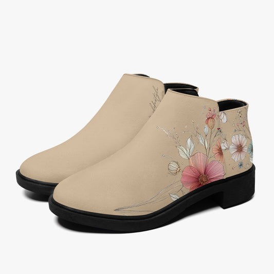 Boots Female Zipper Flowers Pardalês_Free Lifestyle