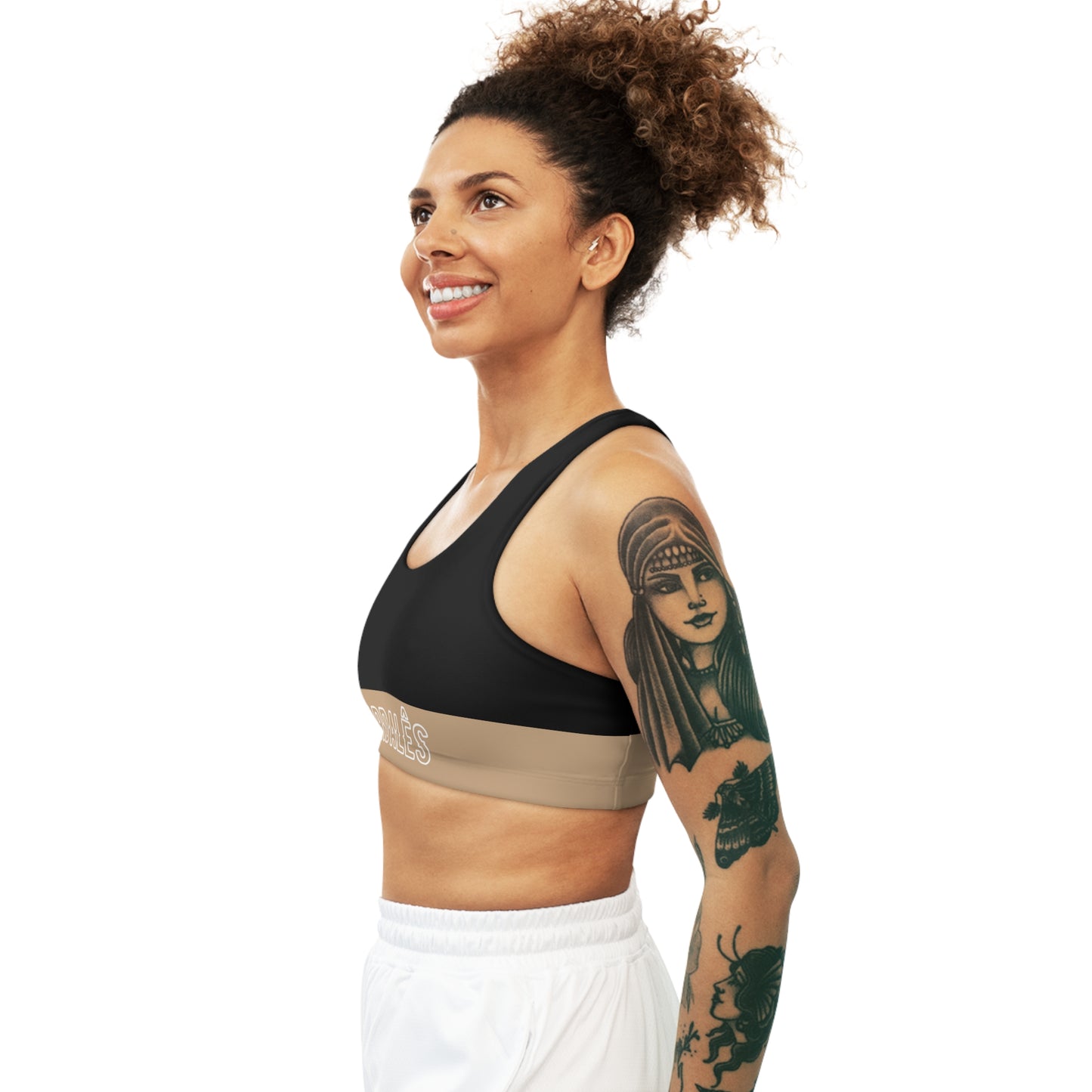 Sports Bra - Black & Beige