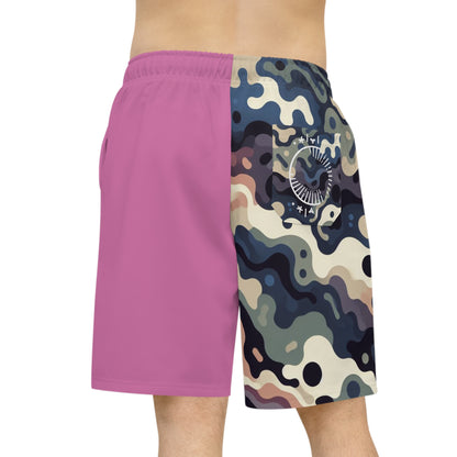 Men Long Shorts - Pink & Pattern