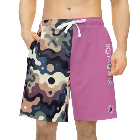 Men Long Shorts - Pink & Pattern