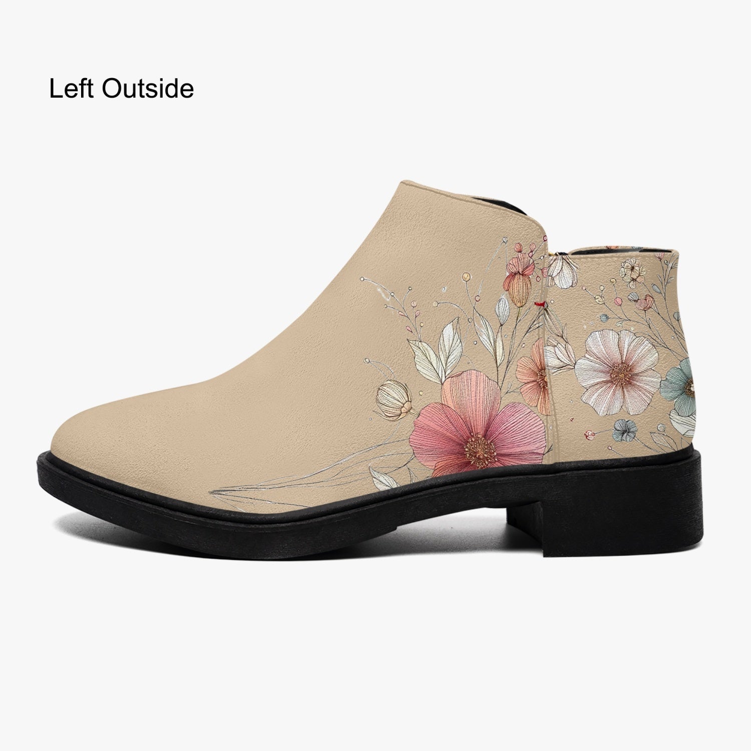 Boots Female Zipper Flowers Pardalês_Free Lifestyle