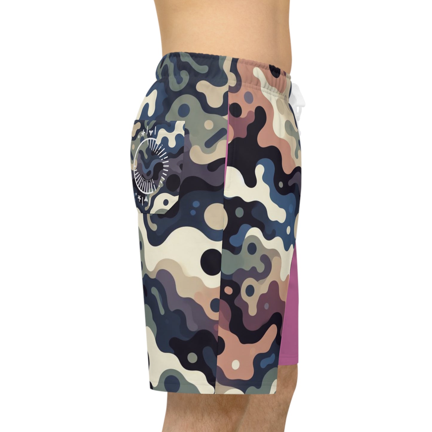 Men Long Shorts - Pink & Pattern