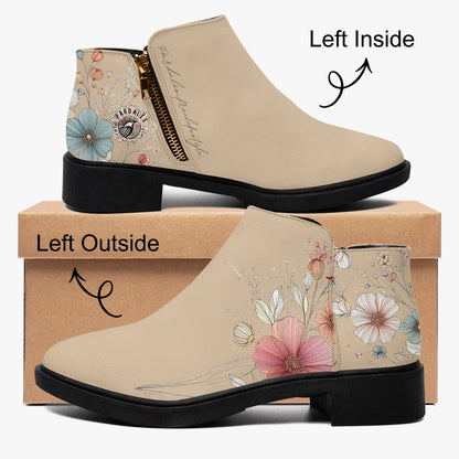 Boots Female Zipper Flowers Pardalês_Free Lifestyle