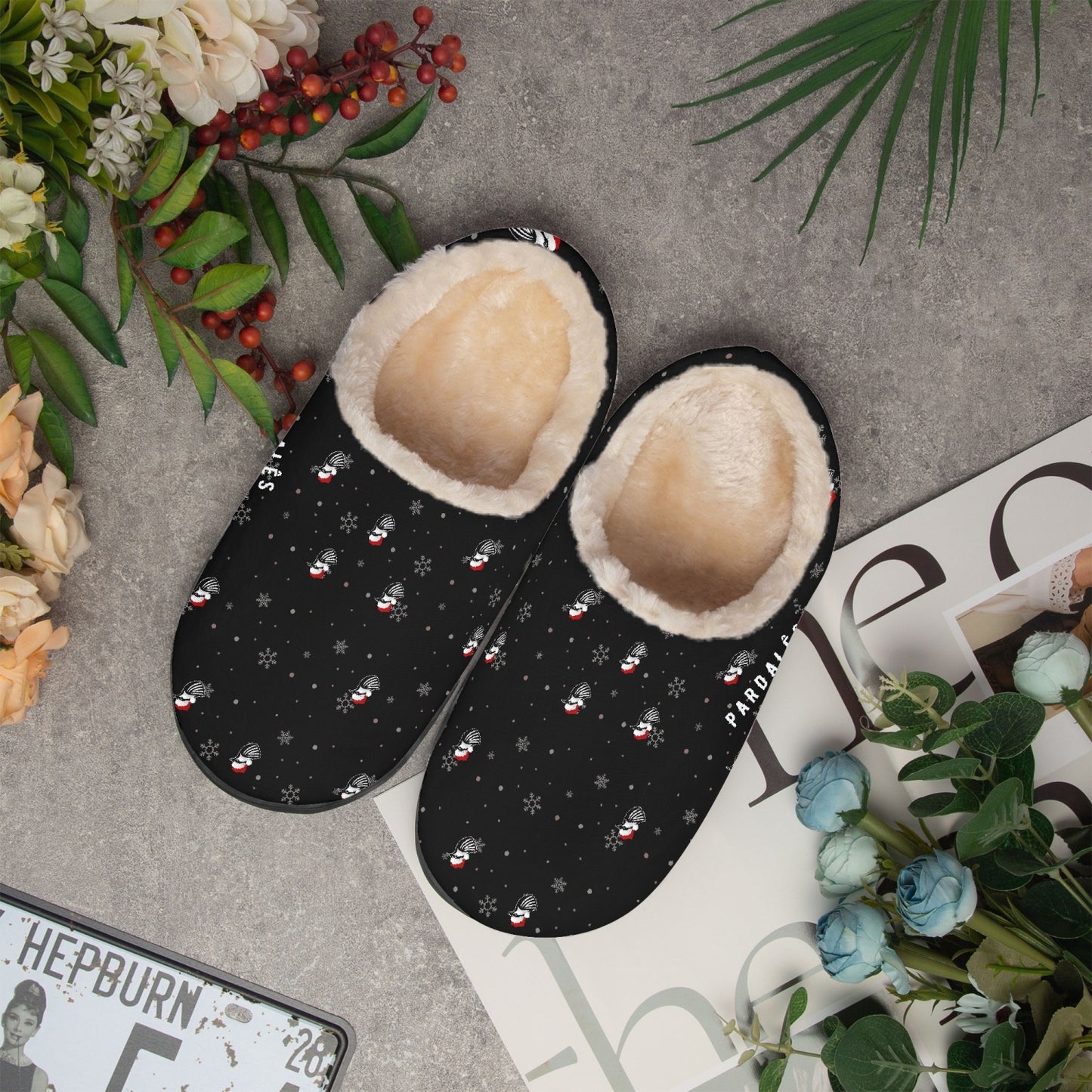 490. Fluffy Bedroom Slippers Pardalês_Free Lifestyle