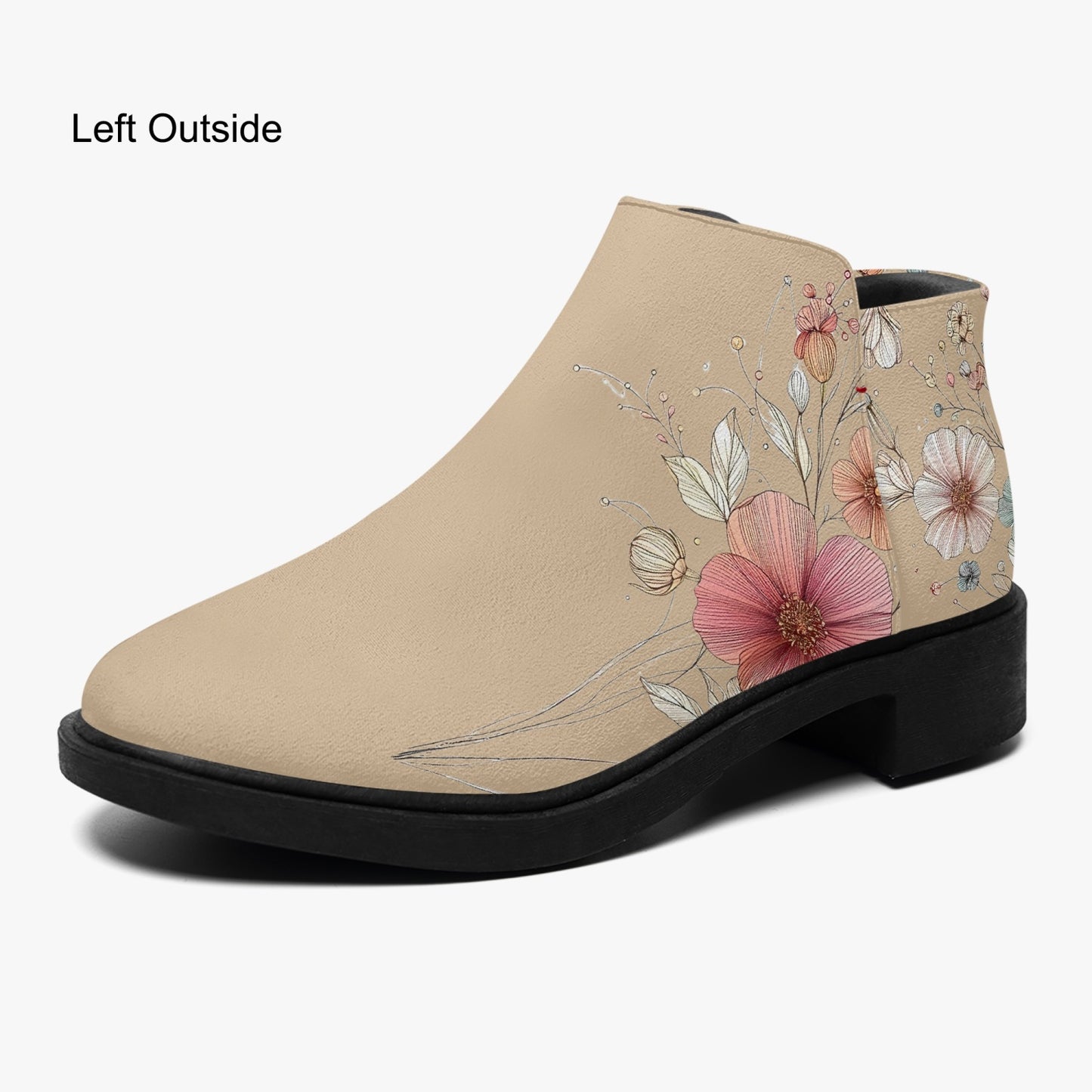 Boots Female Zipper Flowers Pardalês_Free Lifestyle