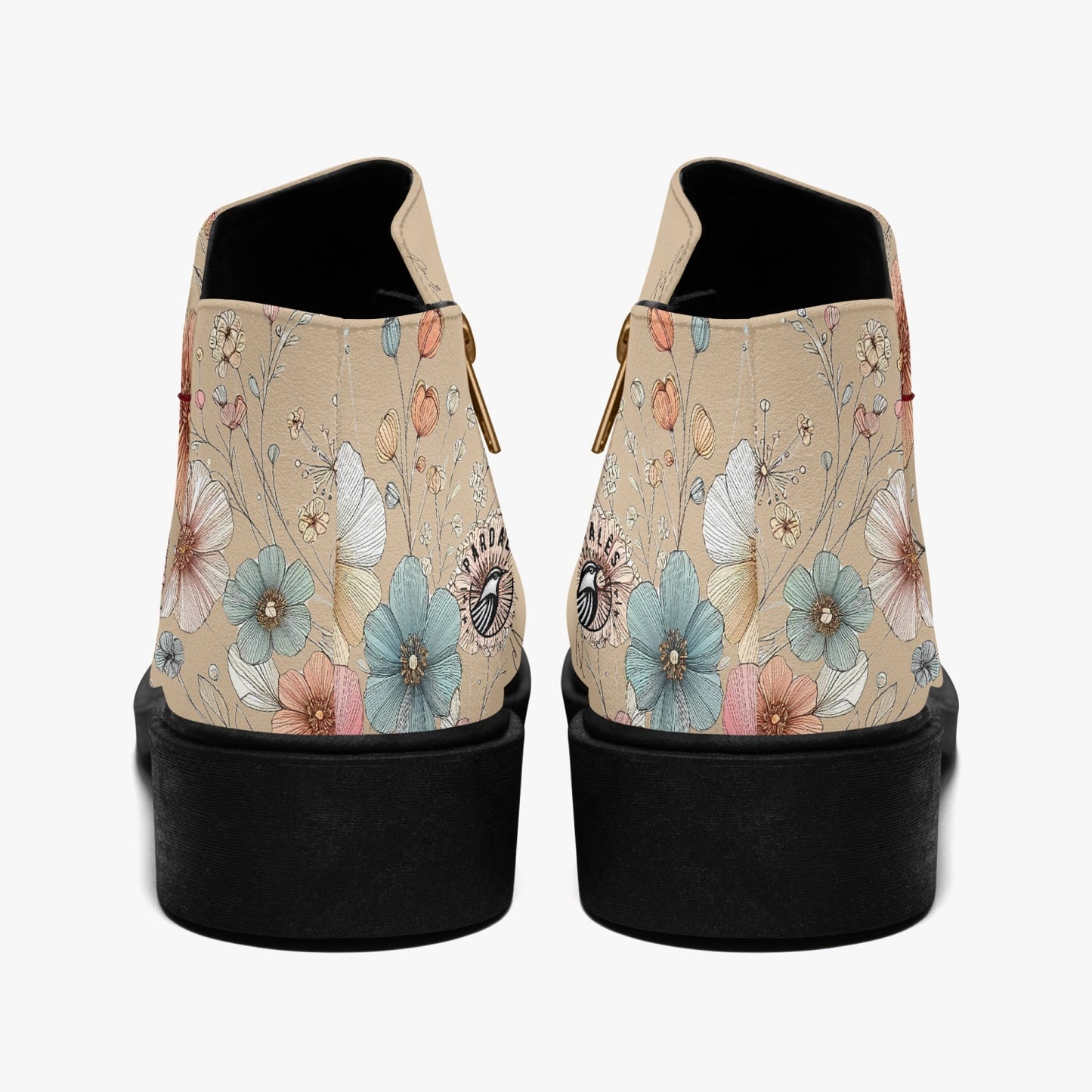 Boots Female Zipper Flowers Pardalês_Free Lifestyle