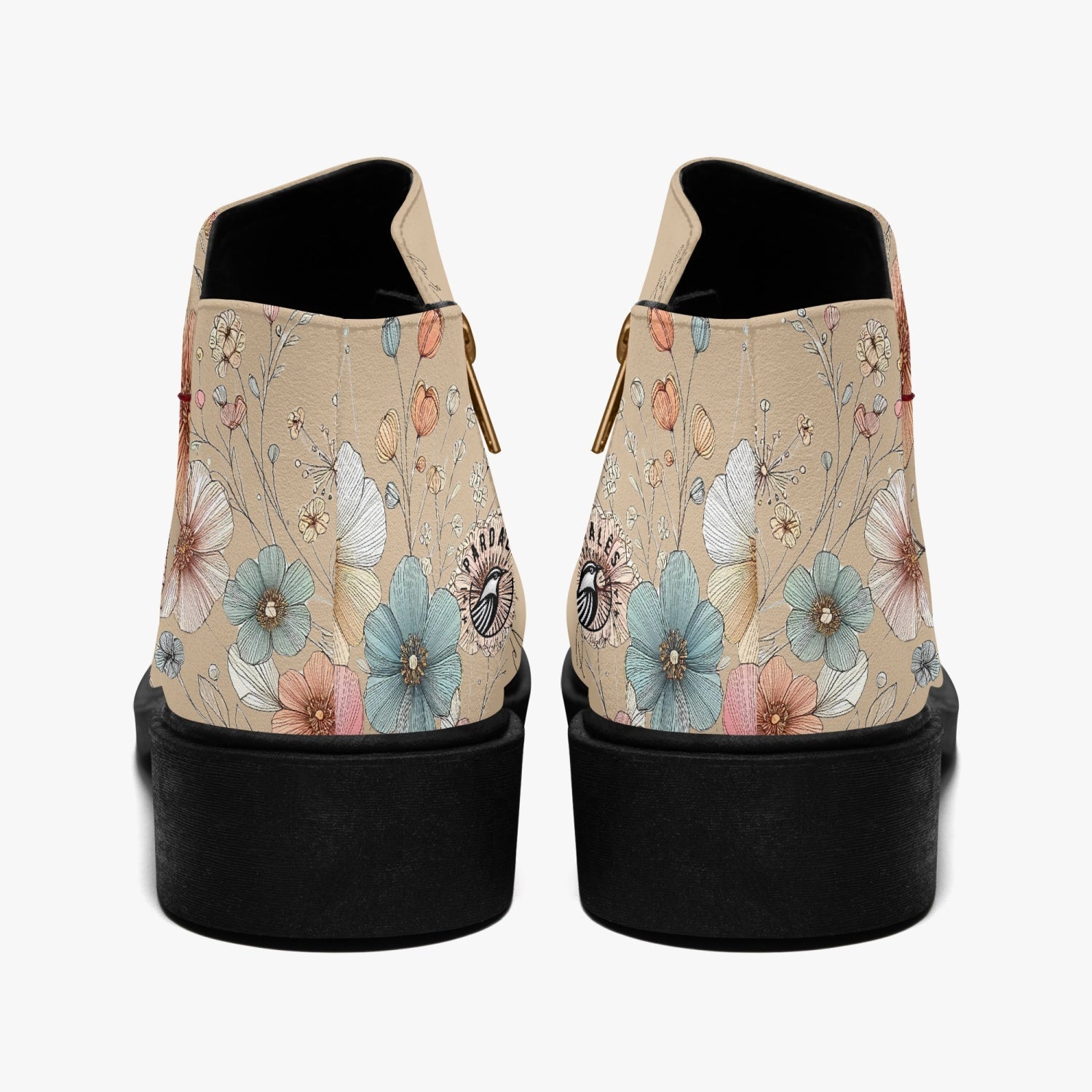 Boots Female Zipper Flowers Pardalês_Free Lifestyle