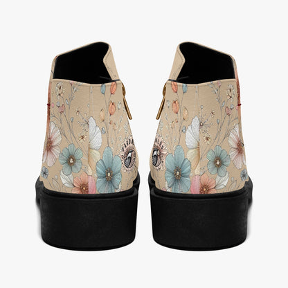 Boots Female Zipper Flowers Pardalês_Free Lifestyle